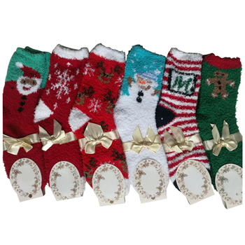 Christmas Coral Velvet Socks