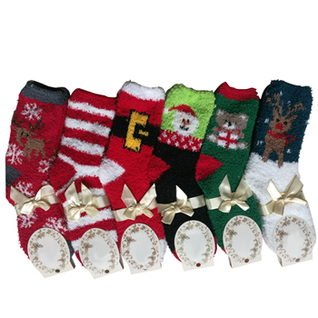 Christmas Coral Velvet Socks