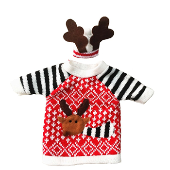 Knitted Reindeer Wine Bottle Cover