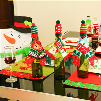 Christmas Decorative Wine Bottle Hat and Scarf