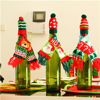 Christmas Decorative Wine Bottle Hat and Scarf