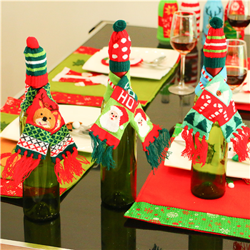 Christmas Decorative Wine Bottle Hat and Scarf