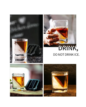 Whiskey Wedge Glass Cup With Silicone Ice Mould