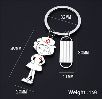 Nurse And Mask Shape Keychain