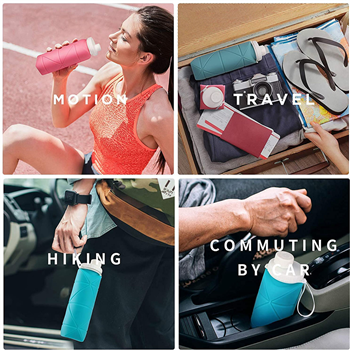  BPA Free Siliconce Leak-proof Reusable Travel Water Bottle 