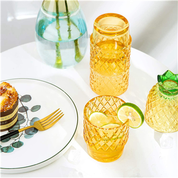 10 oz Cups Pear Pineapple Colorful Stackable Drinking Glass Sets