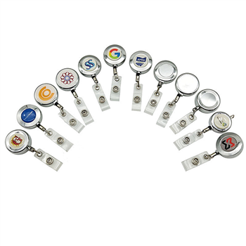 Silver Metal Retractable Badge Holder