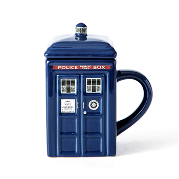 15Oz Telephone Booth Ceramic Cup with Cover