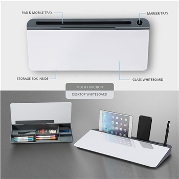 Desktop Glass Whiteboard w/ Storage Base