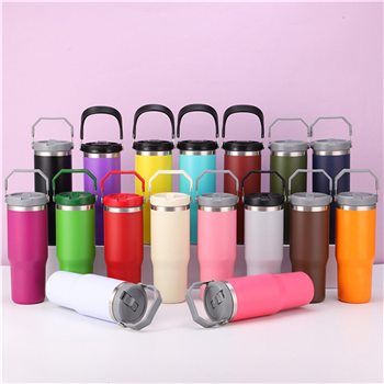 30oz. Stainless Steel Tumbler With Handle And Straw