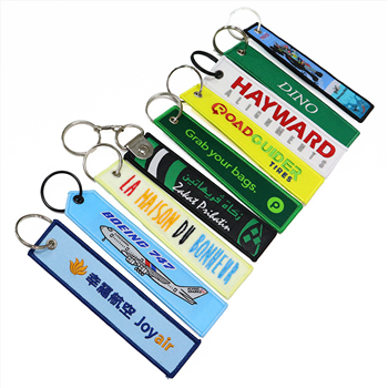 Fabric Woven Keychain With Custom Logo Embroidery